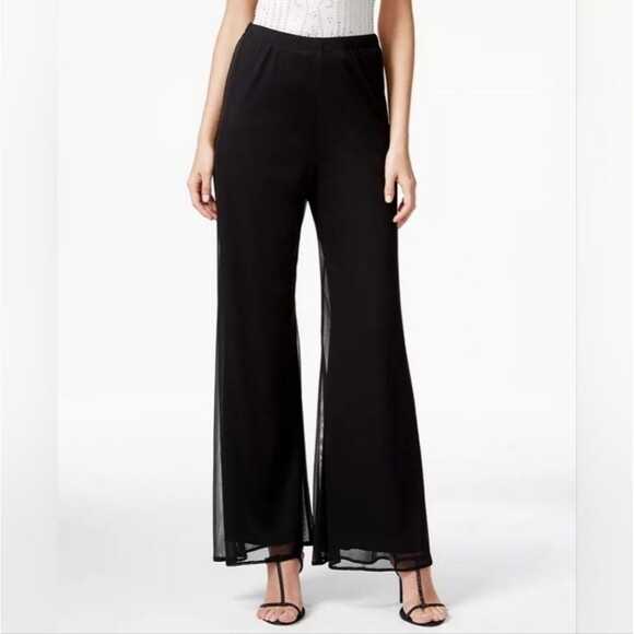 MSK black Wide-Leg Mesh-Overlay Pants special occasion Tie Waist Size 3x - Picture 1 of 11